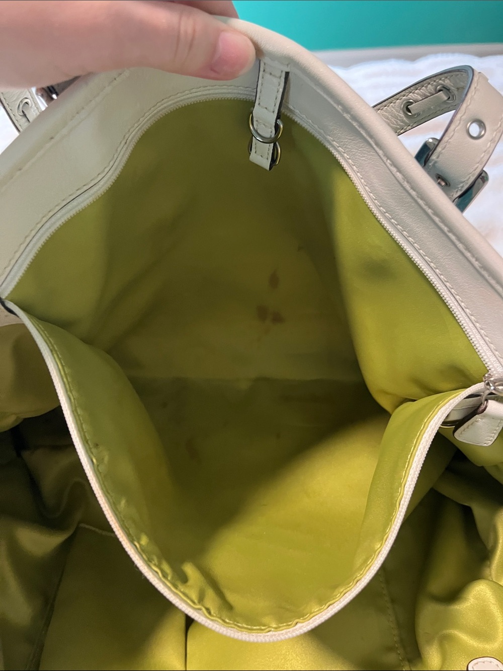 Coach Vintage/Y2K Multicolor Suede Patchwork Tote Bag White Leather Trim - Picture 8 of 16